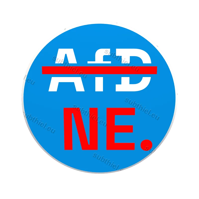 Einkaufswagenchip mit dem Motiv „AfD Nee“, Mehrfarbdruck im 1-Euro-Format